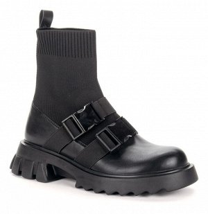 928063/05-01 черный иск.кожа/текстиль женские ботинки (О-З 2022)