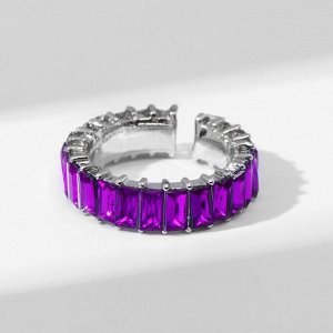 Кольцо "Тренд" параллель, цвет фиолетовый в серебре, безразмерное (от 17 размера)