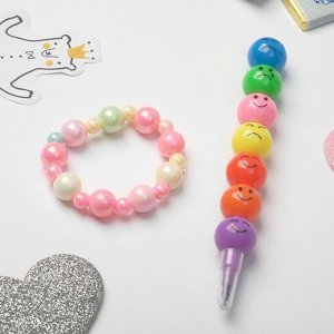 Набор детский "Выбражулька" 2 предмета: браслет, восковые мелки, смайлики, цветной