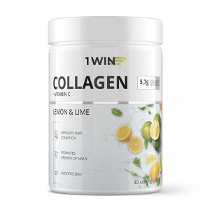 1WIN Коллаген+ Витамин С, Вкус: Лимон – Лайм. 30 порций, банка 180г