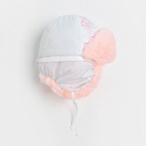 Шапка для девочки «Арктика», цвет белый/бледно-розовый