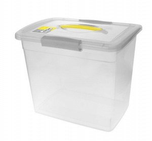 Ящик для хранения, 20 л, с крышкой, пластик, желто - сер, прозрач, LACONIC, 315 х 370 х 270 мм, 1/6