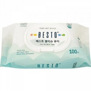 Салфетки влажные стерильные  BESTO PURE WET WIPES 100шт СКИДКА