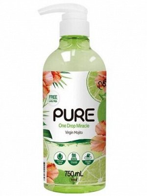 Средство для мытья посуды, овощей и фруктов с ароматом лайма и мяты Pigeon Pure Virgin Mojito 750мл, бутылка