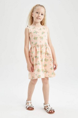 Платье без рукавов с цветочным принтом для девочек