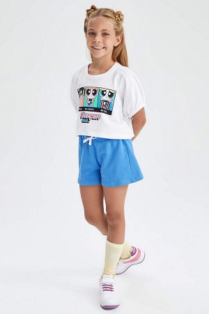 Футболка с короткими рукавами и шортами для девочек PowerPuff для девочек, комплект из 2 шт.