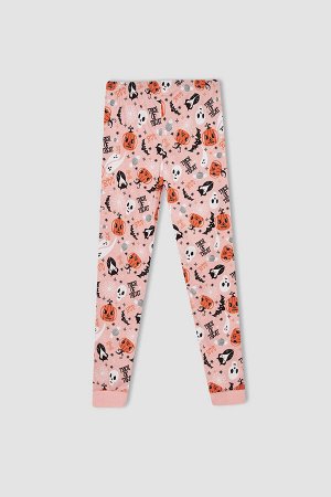 Пижамный комплект из чесаного хлопка с длинным рукавом для девочек