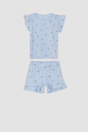 Пижамный комплект с короткими рукавами и короткими рукавами для девочек