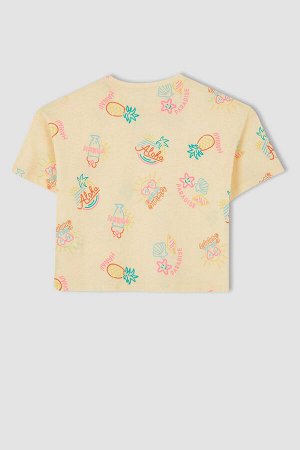 Комплект из 2 укороченных футболок с короткими рукавами из чесаного хлопка для девочек