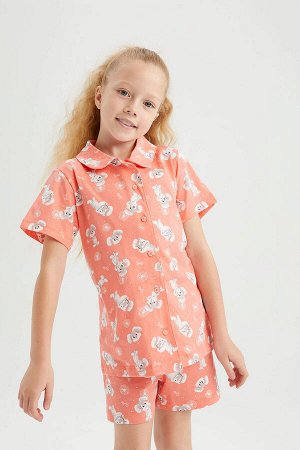 Пижамный комплект с короткими рукавами и короткими рукавами для девочек
