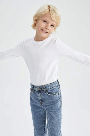 Хлопковая футболка с круглым вырезом и длинными рукавами для мальчиков Back To School