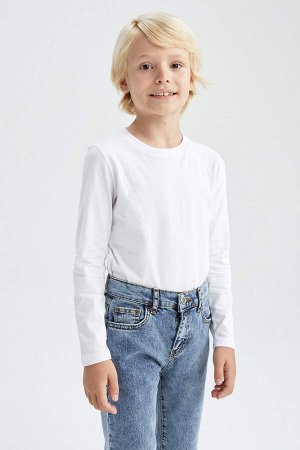 Хлопковая футболка с круглым вырезом и длинными рукавами для мальчиков Back To School