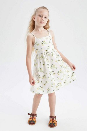 Платье из поплина с цветочным принтом для девочек