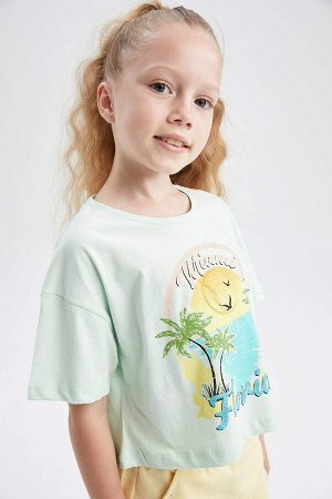 Легкая укороченная футболка с коротким рукавом для девочек Relax Fit Touch