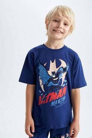 Футболка с круглым вырезом и коротким рукавом с короткими рукавами с логотипом Бэтмена для мальчиков