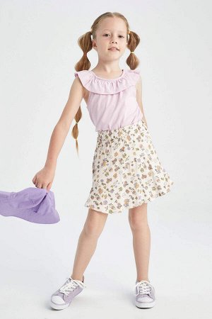 Мини-юбка с эластичной резинкой на талии для девочек с цветочным узором
