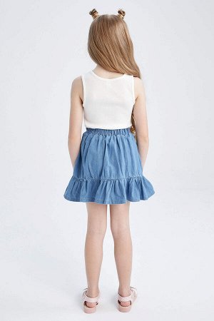 Джинсовая юбка с эластичной резинкой на талии для девочек