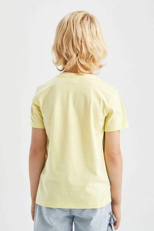Хлопковая футболка с круглым вырезом и короткими рукавами для мальчиков