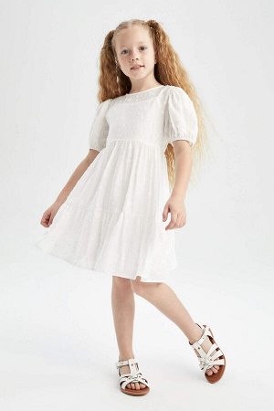 Шифоновое платье с коротким рукавом для девочек