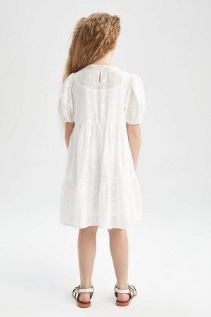 DEFACTO Шифоновое платье с коротким рукавом для девочек