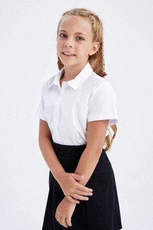 Рубашка из поплина с короткими рукавами и короткими рукавами с короткими рукавами Back To School для девочек