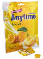 Карамель леденцовая Lotte Anytime, Лотте Энитайм лимонная мята, 74 гр