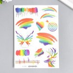 Татуировка на тело цветная &quot;Радуга. Мазки краски&quot; 21х15 см