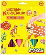 Карандаши 24цв трехгранные Премиум утолщенные супермягкий грифель КМКМ24 Каляка-Маляка {Китай}
