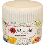 МАNEKI Палочки ватные гигиен. Lovely пласт.стиком 300 шт/уп.в стакане /20*6 /120/ СВ937