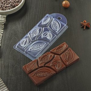 Форма для шоколада и конфет «Какао дольки», 7x15x1 см, цвет прозрачный