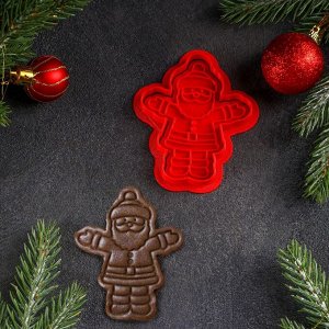 Форма для печенья «Дед Мороз», штамп, вырубка, цвет красный