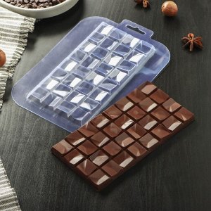 Форма для шоколада и конфет «Плитка Тринити», 17x8,5x1 см, цвет прозрачный