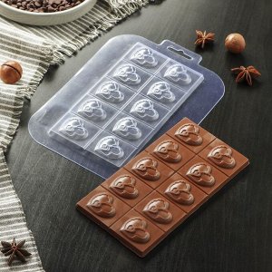 Форма для шоколада и конфет «Плитка Он и Она», 17x8,5x1 см, цвет прозрачный