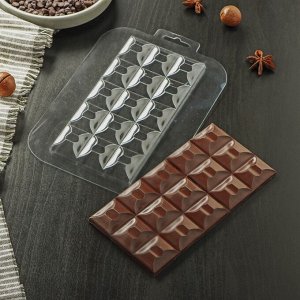 Форма для шоколада и конфет «Плитка Ночной Поцелуй», 17x8,5x1 см, цвет прозрачный