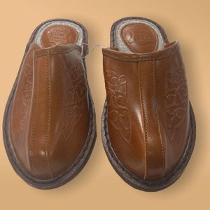 Тапочки кожаные без пятки Bogts (40-41, коричневый )