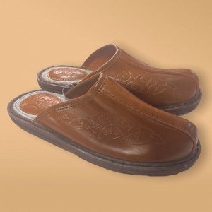 Тапочки кожаные без пятки Bogts (40-41, коричневый )