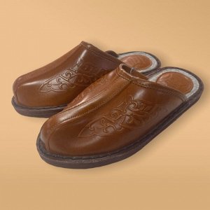 Тапочки кожаные без пятки Bogts (40-41, коричневый )