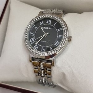 Наручные часы с металлическим браслетом, цвет циферблата чёрный, Ч302450, арт.126.033