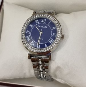 Наручные часы с металлическим браслетом, цвет циферблата синий, Ч302450, арт.126.034