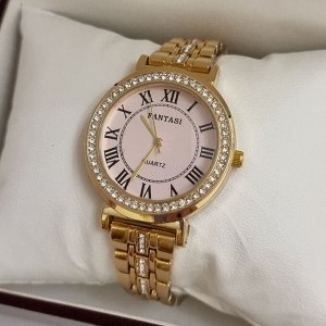 Наручные часы с металлическим браслетом, цвет циферблата розовый, Ч302450, арт.126.032