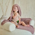 Полотенце уголок махровое Крошка Я 85х85 см, цвет капучино, 100% хлопок, 320 г/м