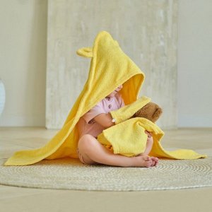 Набор для купания Крошка Я (полотенце-уголок 85*85±2см,полотенце 40*55см, рукавица) желтый