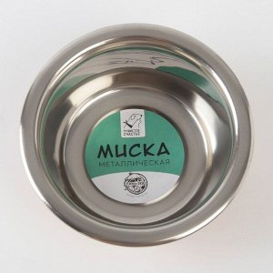 Пушистое счастье Миска металлическая для кошки «После вкусного обеда», 240 мл, 11х4 см