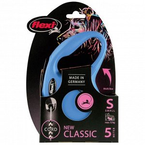 Рулетка Flexi  New Classic S (до 12 кг) 5 м трос, синяя