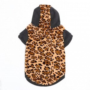 Толстовка с капюшоном "Леопард", размер XS (ДС 20, ОШ 26, ОШ 28 см)