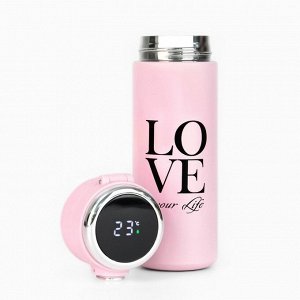 Термокружка, серия: Simple, Love your Life, 420 мл, сохраняет тепло 8 ч, с термометром