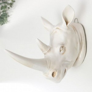 Сувенир полистоун настенный декор "Голова носорога" белый 24х32х15,5 см