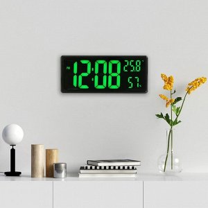 Часы электронные настенные, настольные, с будильником, 36 х 3 х 15 см