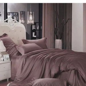 ПРОСТЫНЯ НА РЕЗИНКЕ 180*200 ИЗ САТИНА, ЦВЕТ ШОКОЛАД