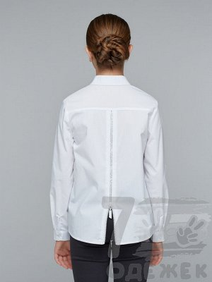 799 Блузка для девочки с  длинным рукавом (белый)